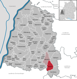 Elhelyezkedése Baden-Württemberg térképén