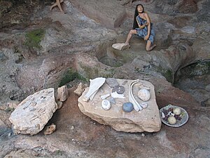 Paleolithic tools in Jamal Cave (replica)