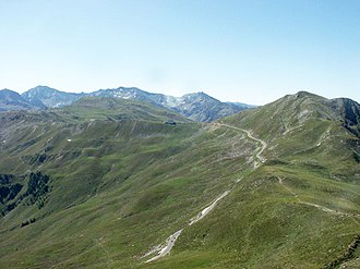 Blick zum Penser Joch vom Anstieg zum Zinseler