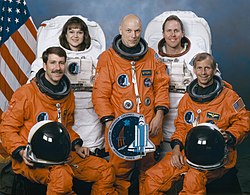 v. l. n. r. Kent Rominger, Tamara Jernigan, Story Musgrave, Thomas Jones, Kenneth Cockrell