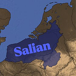 The kingdom after Chlodio's conquest of northern Gaul