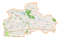 Mapa konturowa gminy Siedliszcze, blisko centrum na prawo znajduje się punkt z opisem „Bezek-Kolonia”