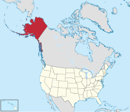 Karte der USA, Alaska hervorgehoben