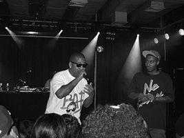 Chuck Inglish (left) performing with Sir Michael Rocks in July 2008