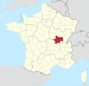 Lage des Departements Saône-et-Loire in Frankreich