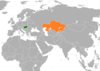 Location map for Hungary and Kazakhstan.