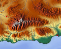 Höhenkarte der Sierra Nevada von Maps-For-Free berechnet aus SRTM-Höhendaten