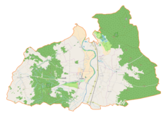 Mapa konturowa gminy Przecław, blisko centrum na prawo znajduje się punkt z opisem „Rzemień”