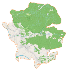 Mapa konturowa gminy Pysznica, blisko centrum po lewej na dole znajduje się punkt z opisem „Pysznica”