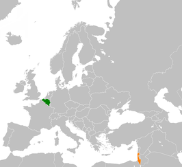 Kaart met daarop België en Israël