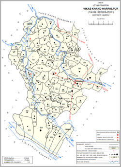 Map showing Harpalpur (#797) in Harpalpur CD block