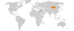 Map indicating locations of Israel and Mongolia