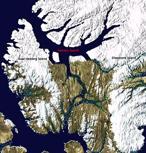 Satellitenfoto Axel Heiberg Islands mit dem Nansen Sound