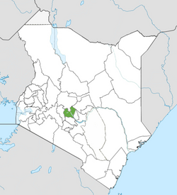 Location of Nyeri County (Green)