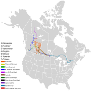 All Canadian Energy Regulator managed pipelines originating from Alberta