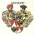 Gemehrtes Wappen der Freiherren von „Sauraw“ (Saurau), nach Johann Siebmachers (1605)