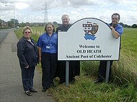 The welcome to Old Heath sign