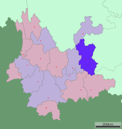 Location of Qujing in Yunnan