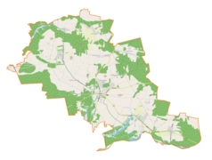 Mapa konturowa gminy Żarki, u góry nieco na lewo znajduje się punkt z opisem „Zaborze”