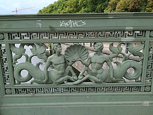 Cast iron railing detail of the Schlossbrücke, Berlin, by Karl Friedrich Schinkel, designed in 1819 and produced in 1824[195]