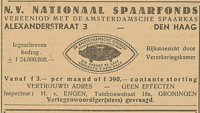 Advertentie na de samenvoeging Amsterdamsche Spaarkas met Nationaal Spaarfonds