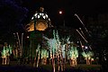 The palace lit during Christmas in Medellín.