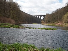 Mündung der Chemnitz, Blick zum Göhrener Viadukt (2021)