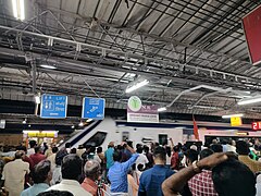 Crowd at Kollam Junction railway station on 24 September 2023 to welcome the second Vande Bharat Express allotted to Kerala
