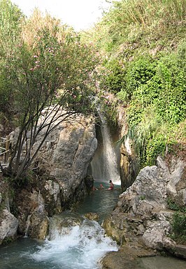 Een van de watervallen van de Fonts de l'Algar