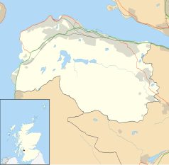 Mapa konturowa Inverclyde, u góry nieco na lewo znajduje się punkt z opisem „Gourock”