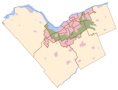 Mapa konturowa Ottawy, w centrum znajduje się punkt z opisem „Twin Elm Rugby Park”