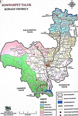 Map of Somwarpet Taluk in the Kodagu District