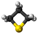 Ball-and-stick model of the thietane molecule