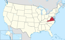 Χάρτης των Ηνωμένων Πολιτειών με την πολιτεία της Βιρτζίνια χρωματισμένη