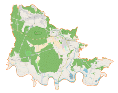 Mapa konturowa gminy Babice, u góry po lewej znajduje się punkt z opisem „Zagórze”