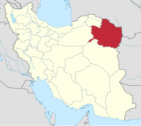 Map of Iran with रज़ावी खोरसान highlighted.