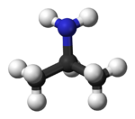 Ball-and-stick model of the isopropylamine molecule