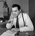 Ronny Jaques: Commentator Lorne Greene broadcasting over the C.B.C. national network. 1942