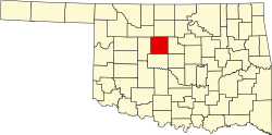 Karte von Kingfisher County innerhalb von Oklahoma