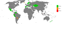 Land hvor Elvira (grønt) er mye brukt