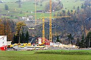 Die Baustelle der Taminabrü­cke im November 2013. Blick von Bofel nach Suldis aus östlicher Richtung