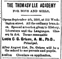 An advertisement for the Thomasville Academy, published in 1899