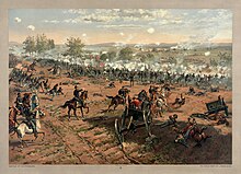 Cavalry charges on a battlefield