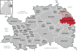 Elhelyezkedése Baden-Württemberg térképén