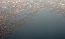 Zicht op de eilandjes vanuit de lucht