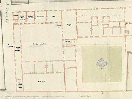 Plan des Appartement Caterine de’ Medicis, 2. Hälfte 16. Jahrhundert