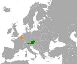 Kaart met daarop België en Oostenrijk