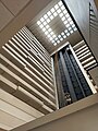 Looking up through the center of the lobby