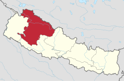 Karnali ilinin Nepal'deki konumu
