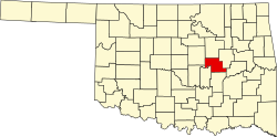 Karte von Okfuskee County innerhalb von Oklahoma
